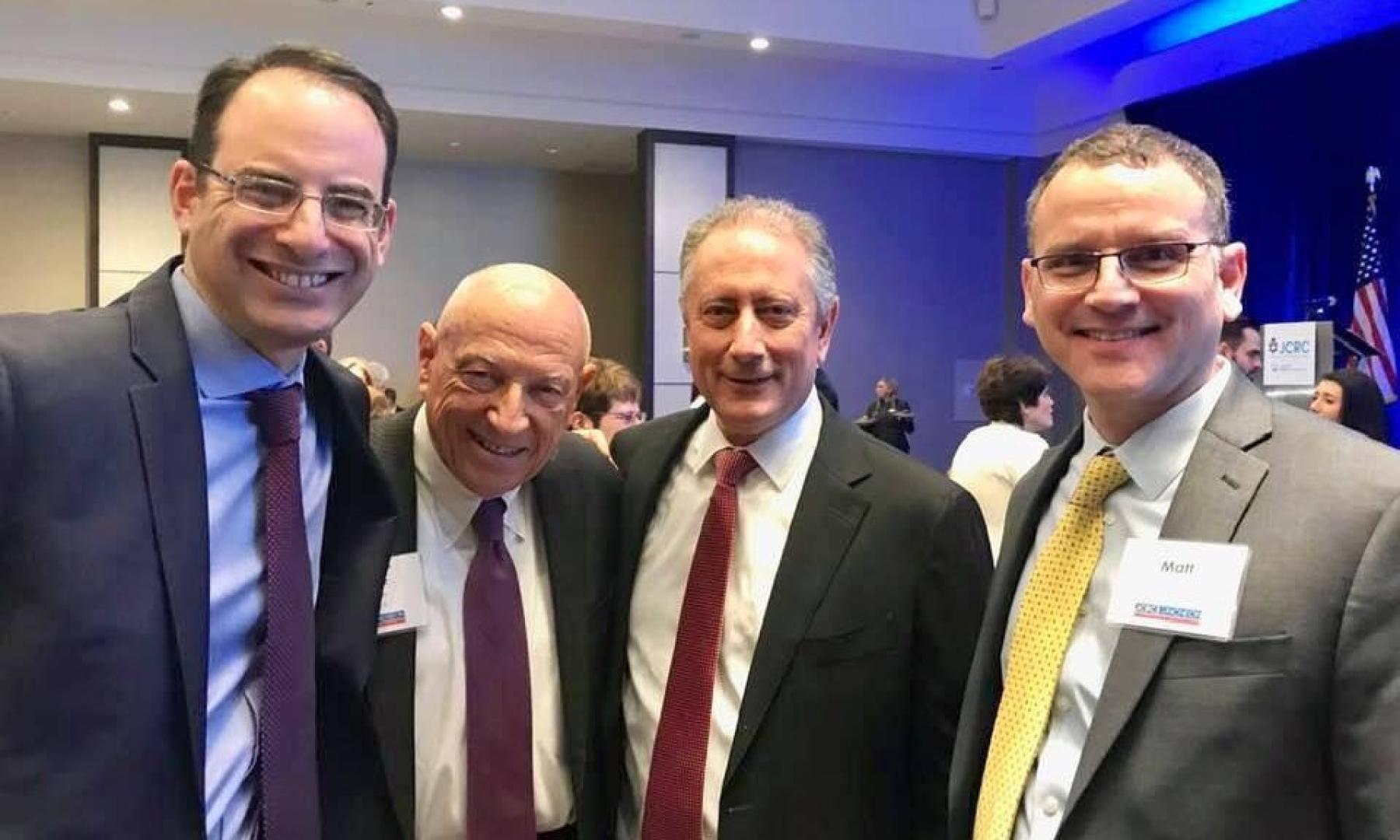 Attorney General Phil Weiser, former state Sen. Rollie Heath, honoree Noel Ginsburg and prosecutor Matt Maillaro at this year's Jewish Community Relations Council lunch. (Photo by Lynn Bartels)